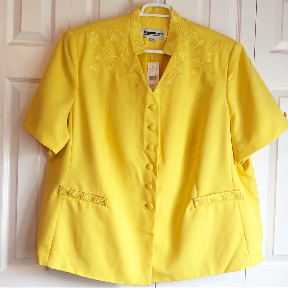 NWT Glamour Suits Bright Yellow Short Sleeve Suit Jacket 32W